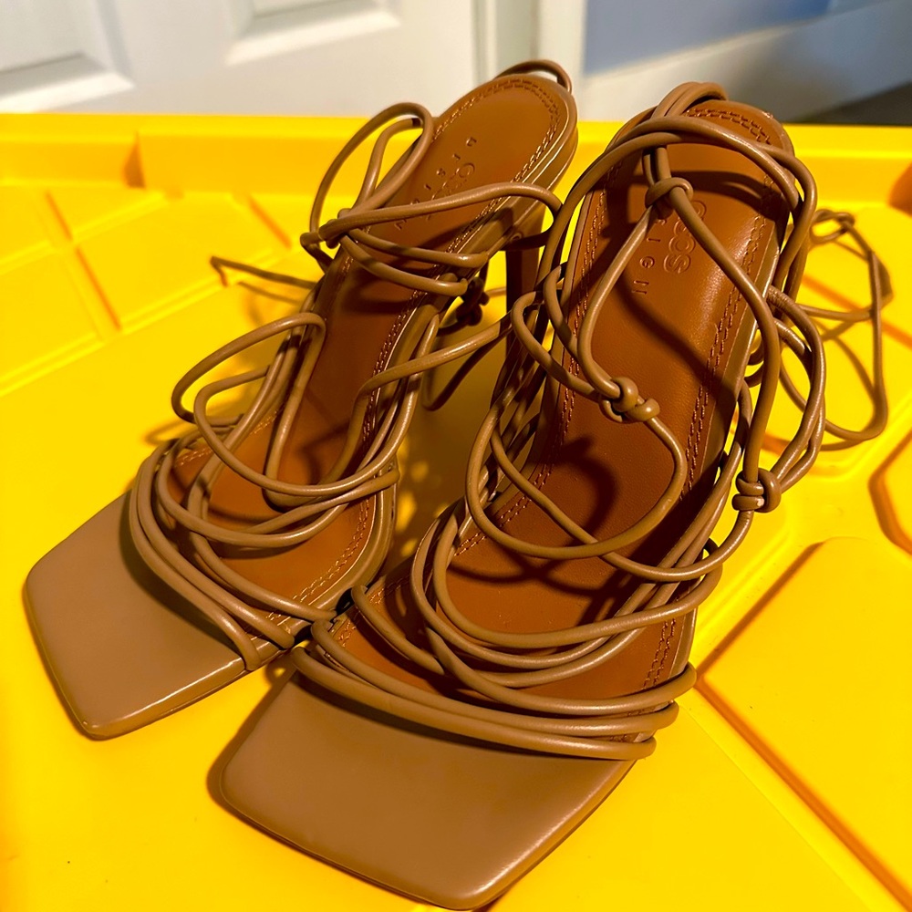Brown Strappy lace up sandals